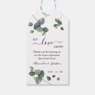 Let Love Grow Eucalyptus Greenery Wedding Favour Gift Tags