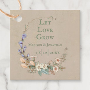 Let Love Grow Floral Name Date Personalised Whimsy Favour Tags