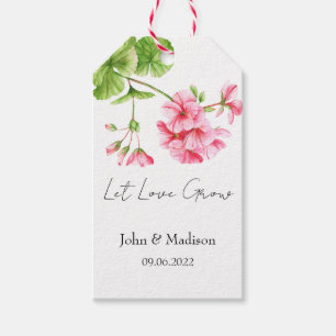Let love grow Geranium seed packet Wedding Gift Tags