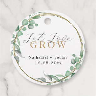Let Love Grow Gold Greenery Elegant Wedding Favor Favour Tags
