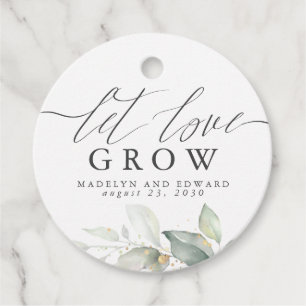 Let Love Grow Gold Greenery Elegant Wedding Favour Tags