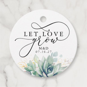 Let Love Grow Gold Greenery Elegant Wedding Favour Tags