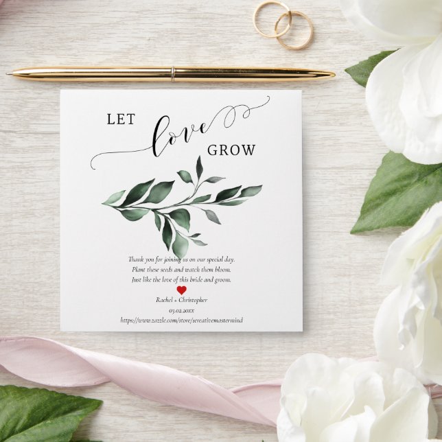 Let Love Grow Greenery Wedding Favours Seed Packet Envelope (Wedding)