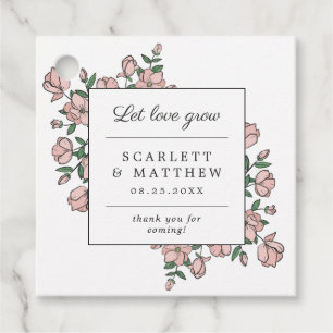 Let Love Grow Hand Drawn Flowers Wedding Favour Tags