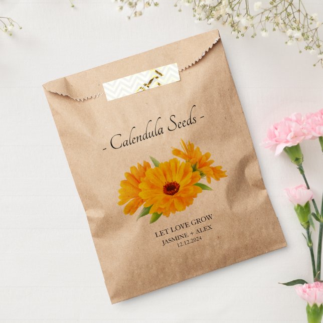 Let Love Grow l Calendula Seeds Wedding Favour Bag (Sealed)