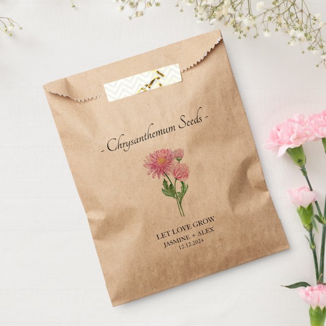 Let Love Grow l Chrysanthemum Seeds Wedding Favour Bags (Sealed)