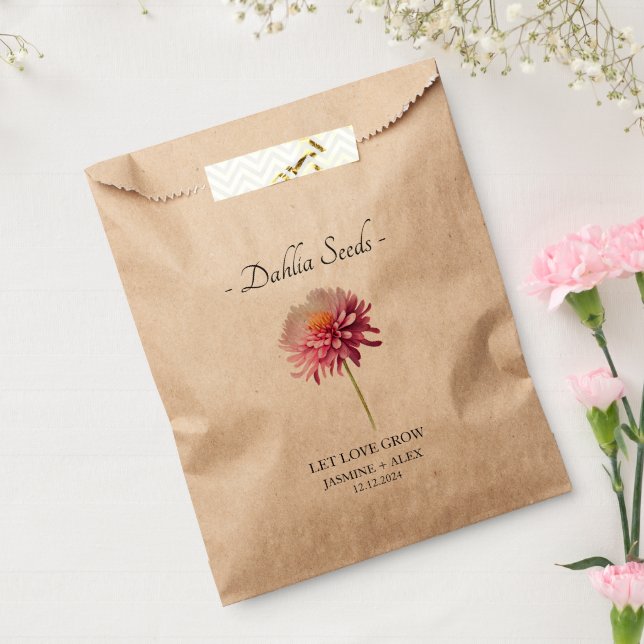 Let Love Grow l Dahlia Seeds Wedding Favour Bags (Sealed)