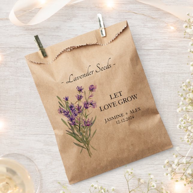Let Love Grow Lavender Seed Wedding Packet Bag (Clipped)