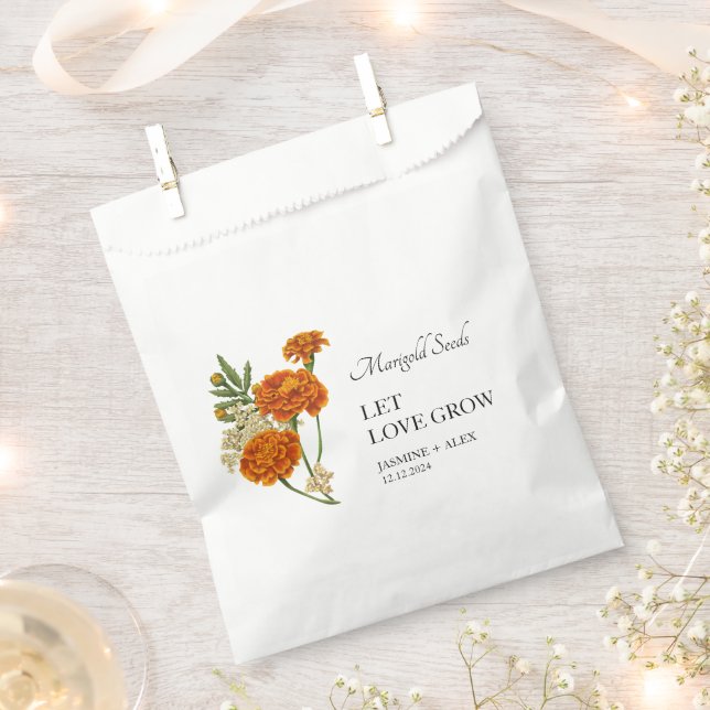 Let Love Grow Marigold Seed Wedding Favour Bags (Clipped)