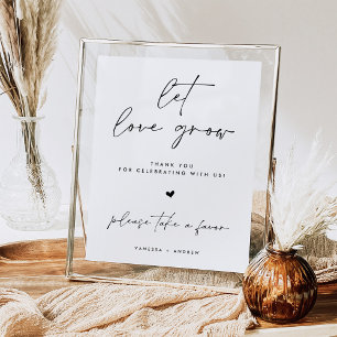 Let Love Grow Minimalist Wedding Favours Table Sig Poster