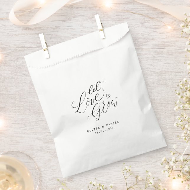 "Let love grow" modern calligraphy wedding Favour Bags (Clipped)