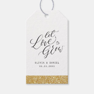 "Let love grow" modern calligraphy wedding favour Gift Tags