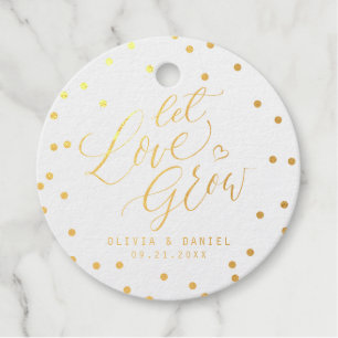 "Let love grow" modern calligraphy wedding Favour Tags