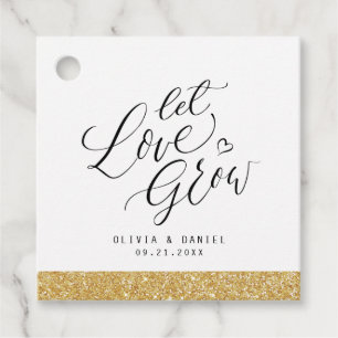"Let love grow" modern calligraphy wedding Favour Tags