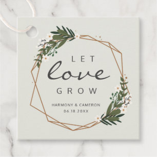 Let Love Grow Modern Geometric Gold Frame Wedding Favour Tags