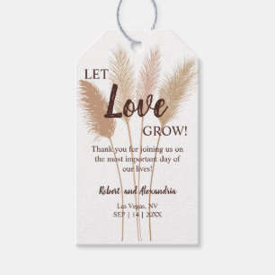 Let Love Grow Pampas Grass Wedding Favour Gift Tags