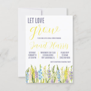Let Love Grow, Pastel Gladiolus Bridal Shower Invitation
