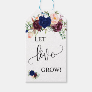 Let Love Grow plant gift navy wedding favour Tags