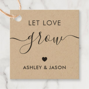 Let Love Grow, Plant Gift Tag, Wedding, Kraft Favour Tags