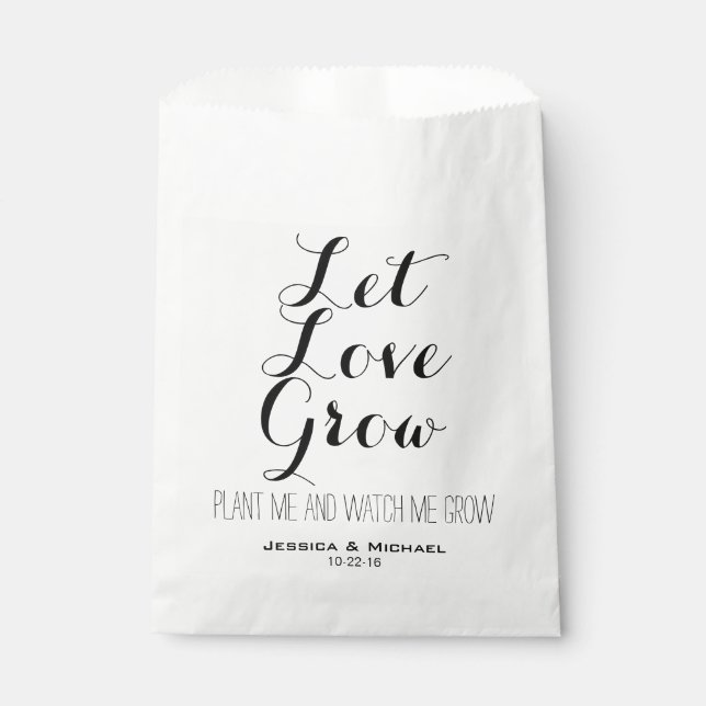 Let Love Grow plant seeds garden wedding Favour Bags (Front)