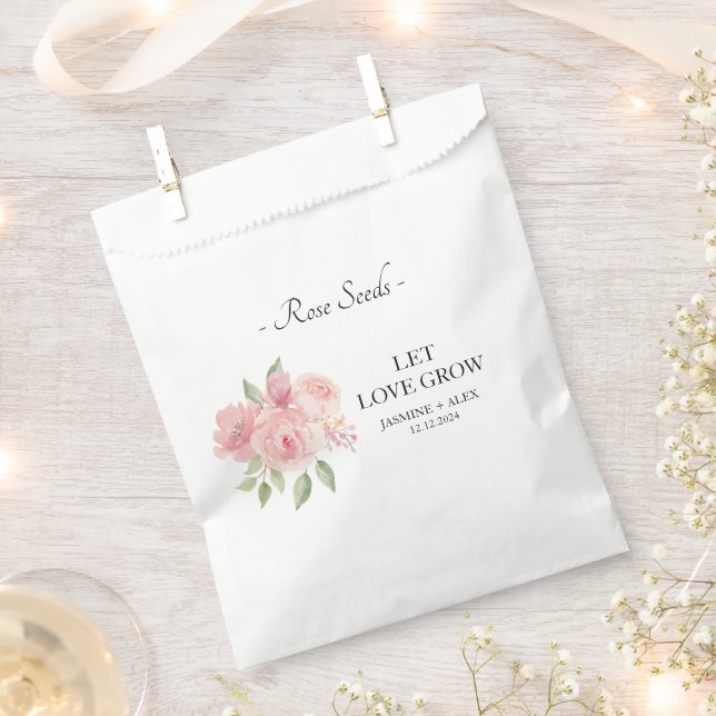 Let Love Grow Rose Seed Wedding Favour Favour Bags (Clipped)