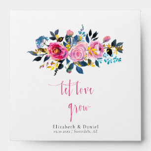 Let Love Grow Roses Gold Wedding Favour Seed Packe Envelope