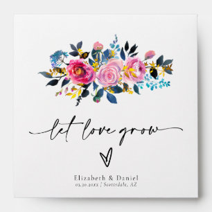 Let Love Grow Roses Gold Wedding Favour Seed Packe Envelope