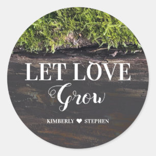 Let Love Grow Rustic Wedding Classic Round Sticker