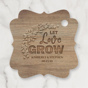 Let Love Grow Rustic Wooden Wedding Favour Tags