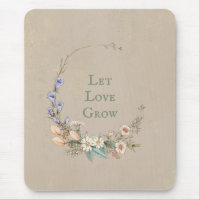 Let Love Grow Script Floral Whimsy Pretty Vintage