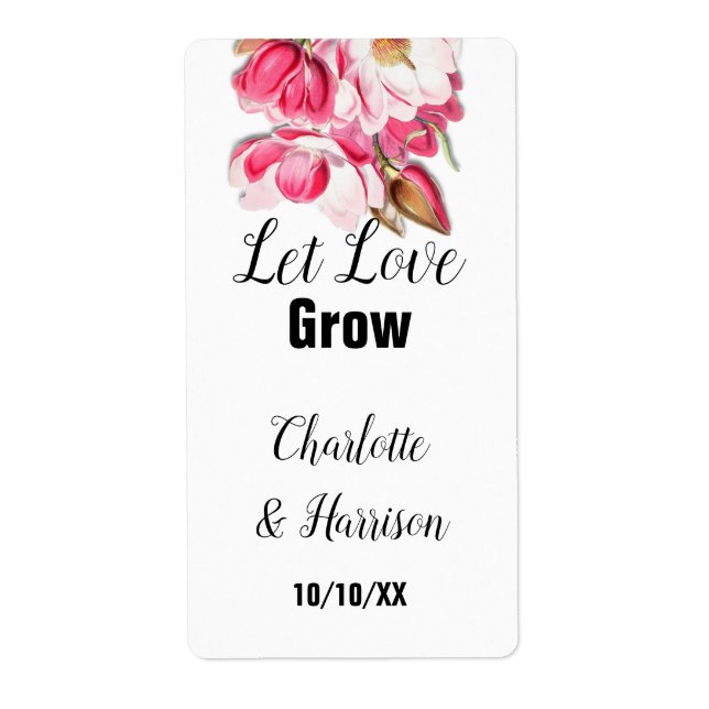 Let Love Grow Seed Packet Wedding Favour label (Front)