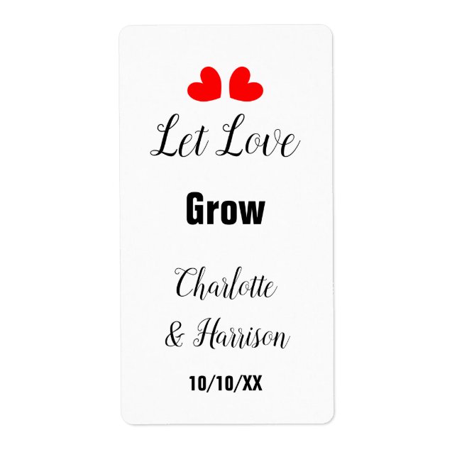 Let Love Grow Seed Packet Wedding Favour label (Front)