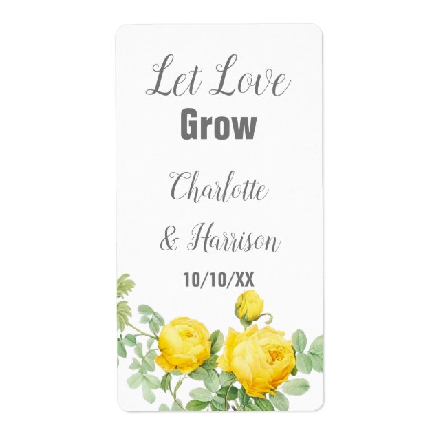 Let Love Grow Seed Packet Wedding Favour label (Front)