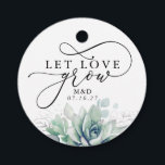 Let Love Grow silver Greenery Elegant Wedding Favour Tags<br><div class="desc">Elegant succulents greenery favour tag for any party,  shower,  or wedding - Let Love Grow</div>