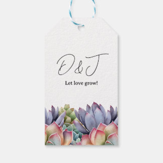 “Let Love Grow” Succulent Wedding Gift Tag