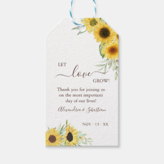 Let Love Grow Sunflower Greenery Wedding  Gift Tags