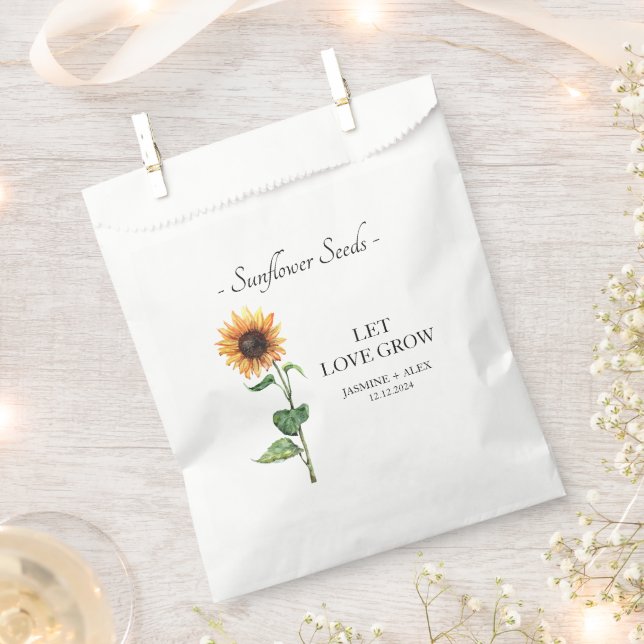 Let Love Grow Sunflower Seed Wedding Favour Bags (Clipped)