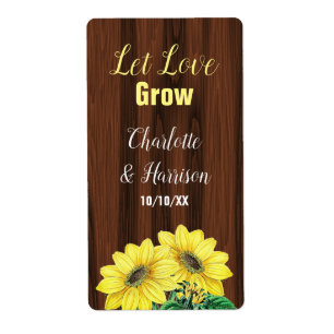Let Love Grow Sunflower Seeds Wedding Favour label