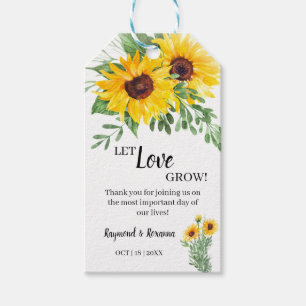 Let Love Grow Sunflowers Greenery Wedding Favour Gift Tags