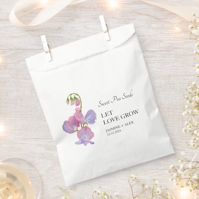 Let Love Grow Sweet Pea Seed Wedding Favour Bags (Clipped)