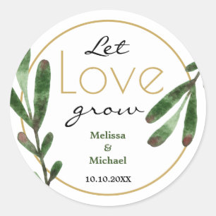 Let Love Grow Tropical Wedding Classic Round Sticker