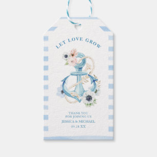 Let Love Grow Watercolor Floral Anchor Wedding Gift Tags