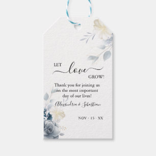 Let Love Grow Watercolor Flowers Wedding Favour Gift Tags