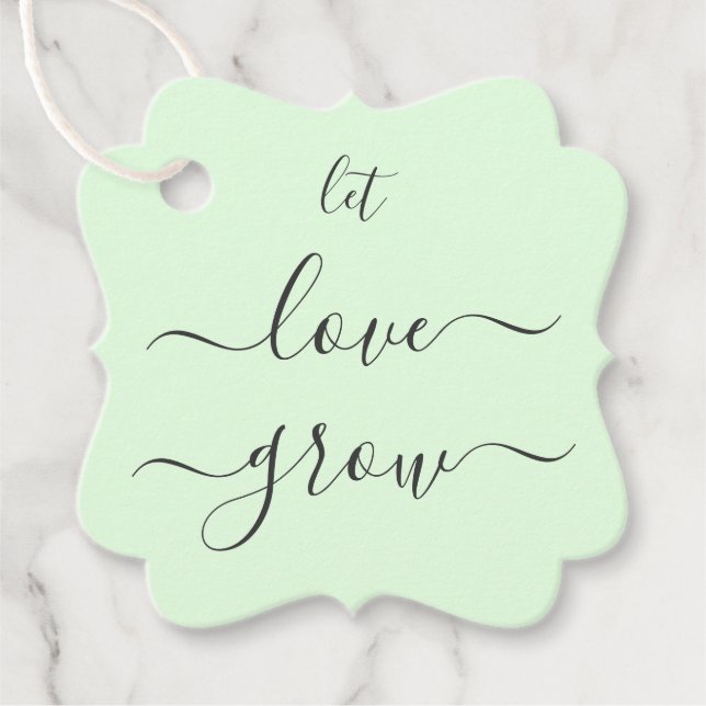 Let Love Grow Wedding Gift Tag, Favour Tag (Front)