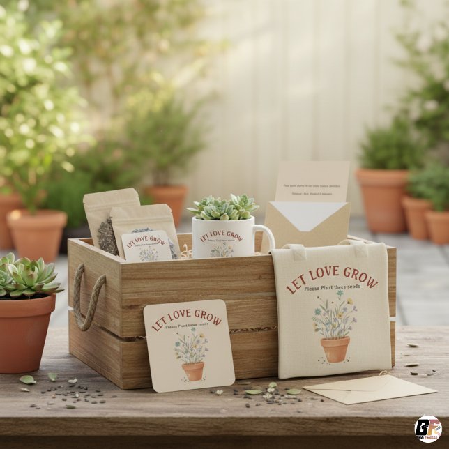 Let Love Grow Wildflower Seed Packet Rustic Weddin Square Sticker (Creator Uploaded)