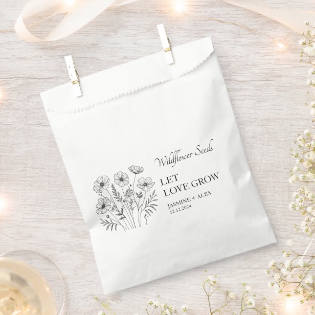 Let Love Grow Wildflower Seed Wedding Favour Bags (Clipped)