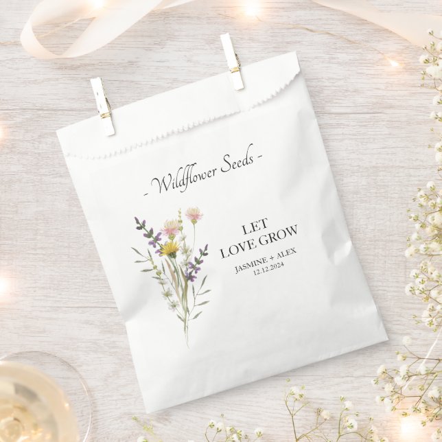 Let Love Grow Wildflower Seed Wedding Favour Bags (Clipped)