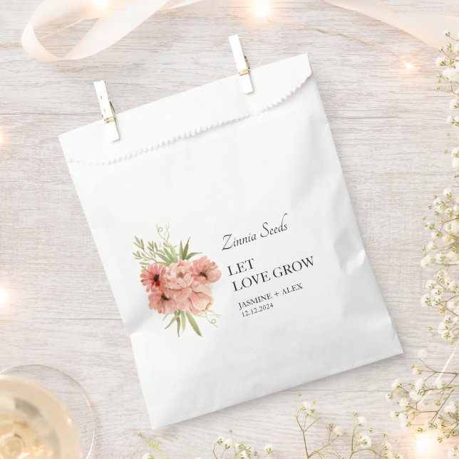 Let Love Grow Zinnia Seed Wedding Favour Bags (Clipped)