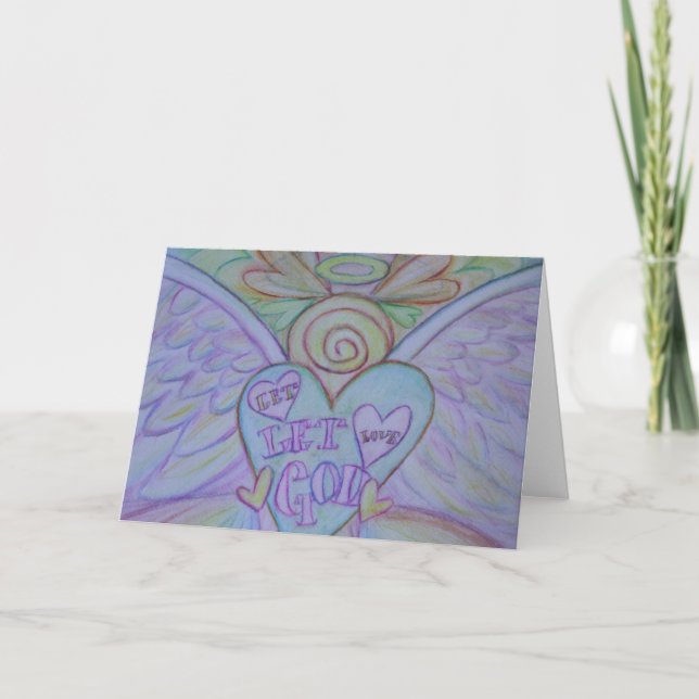 Let Love Let God Angel Art Greeting or Note Cards (Front)