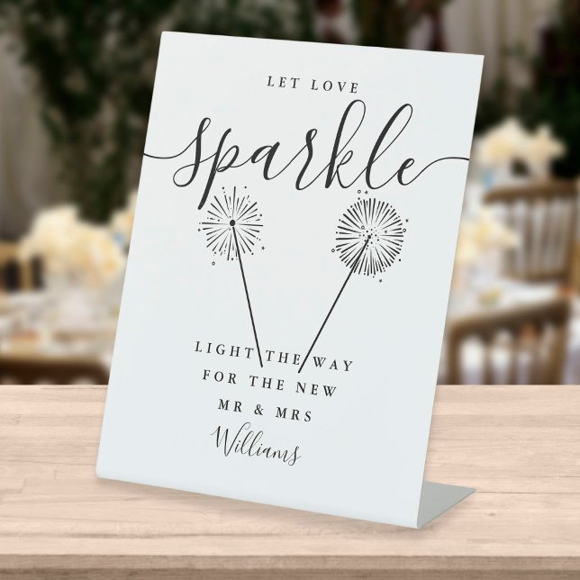 Let Love Sparkle Black And White Signature Script Pedestal Sign (Creator Uploaded)